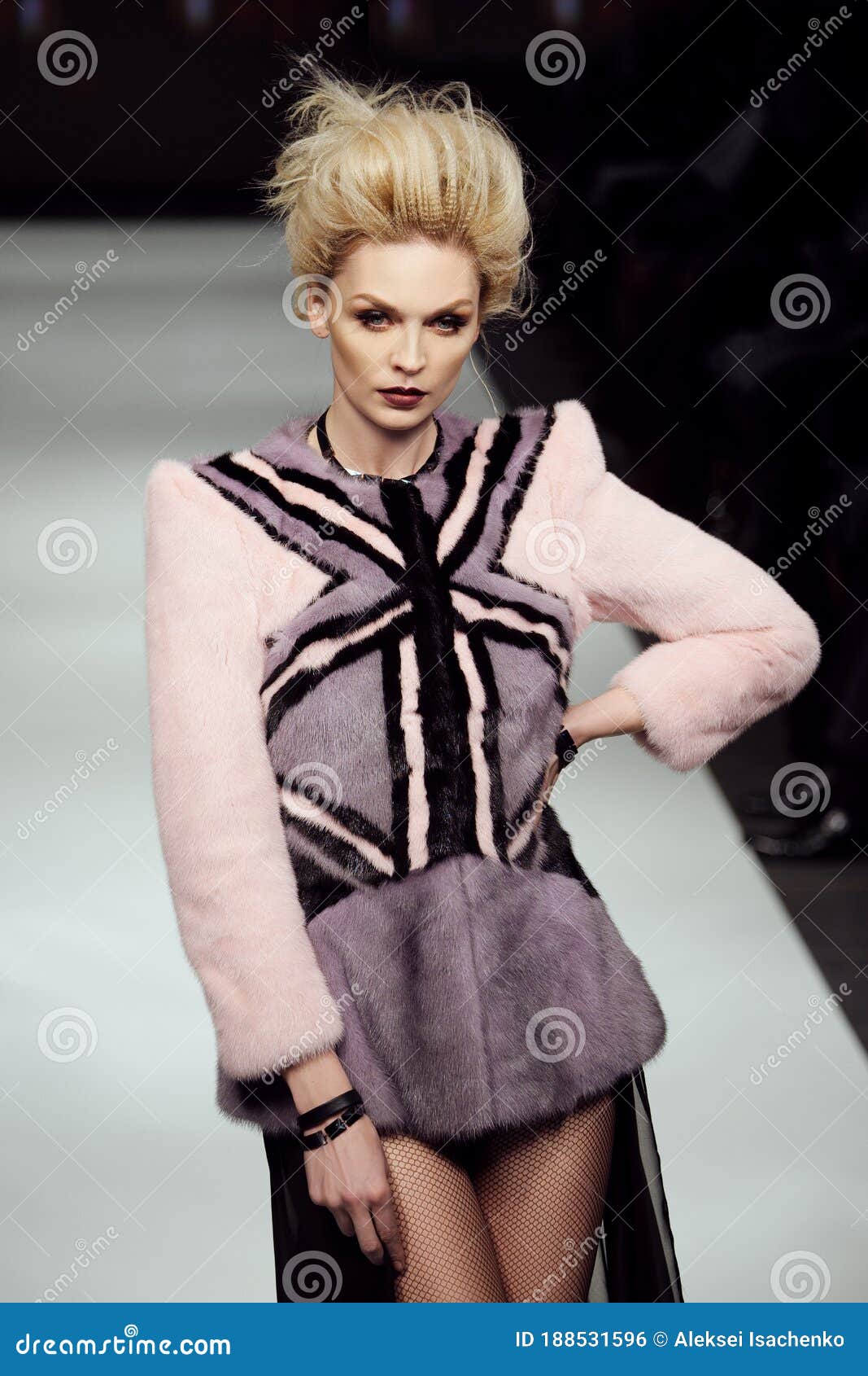 Minsk, Belarus - December, 15: Fashion Model Walks on Runway in Fur ...