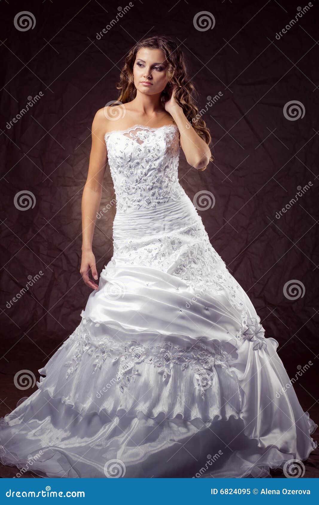 Fashion Model Wearing Wedding Dress Stock Image - Image of 