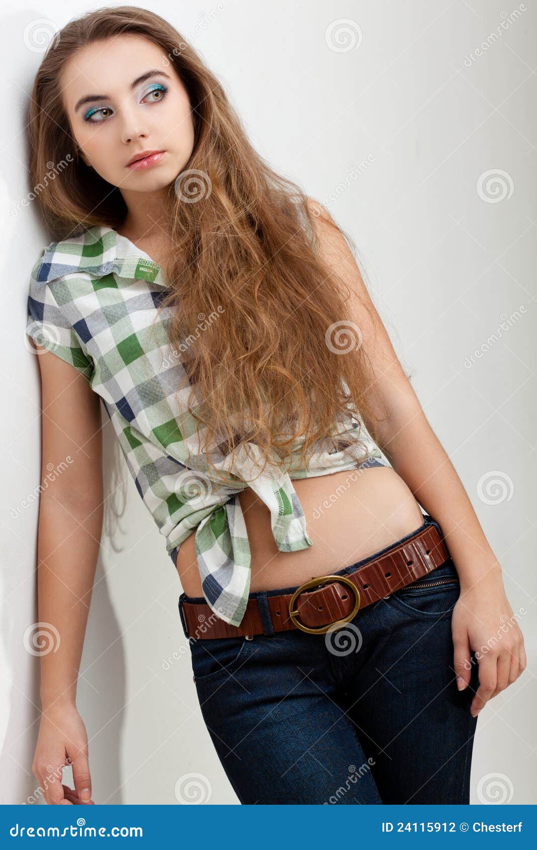 Fashion Model Woman Wearing Country Style Clothes Stock Photo - Image ...