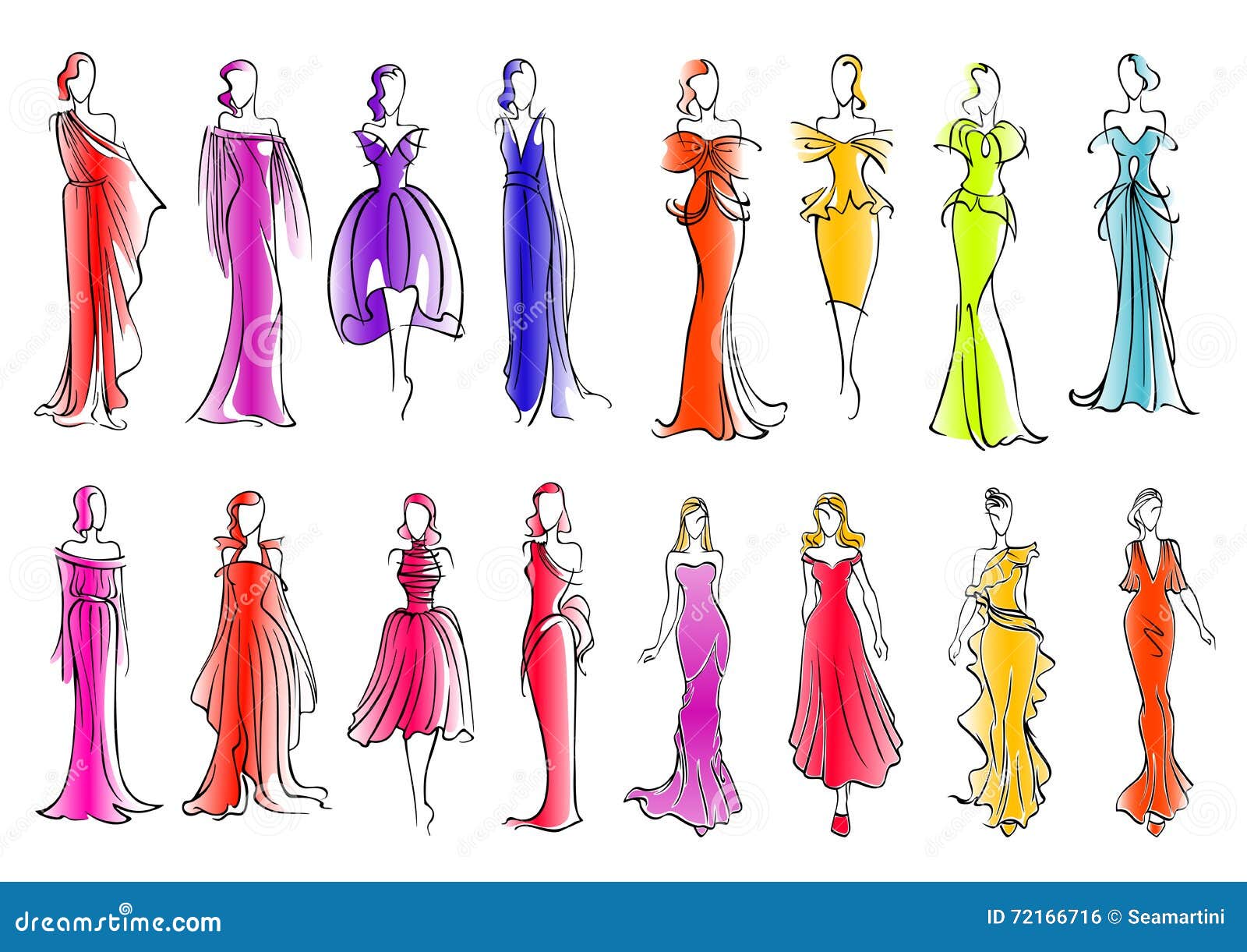 Fashion Sketch Ethereal Cocktail Dress With Colorful Upper Part Stock  Photo Picture And Royalty Free Image Image 38070592