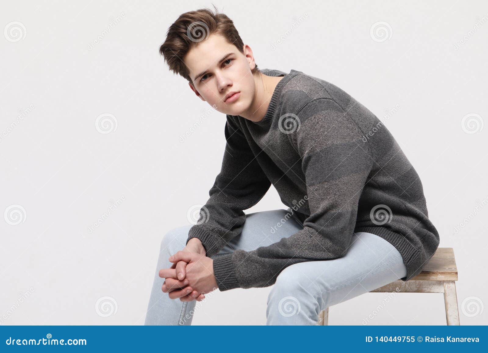 Attractive Teenage Boy Posing in Studio Stock Image - Image of cool ...