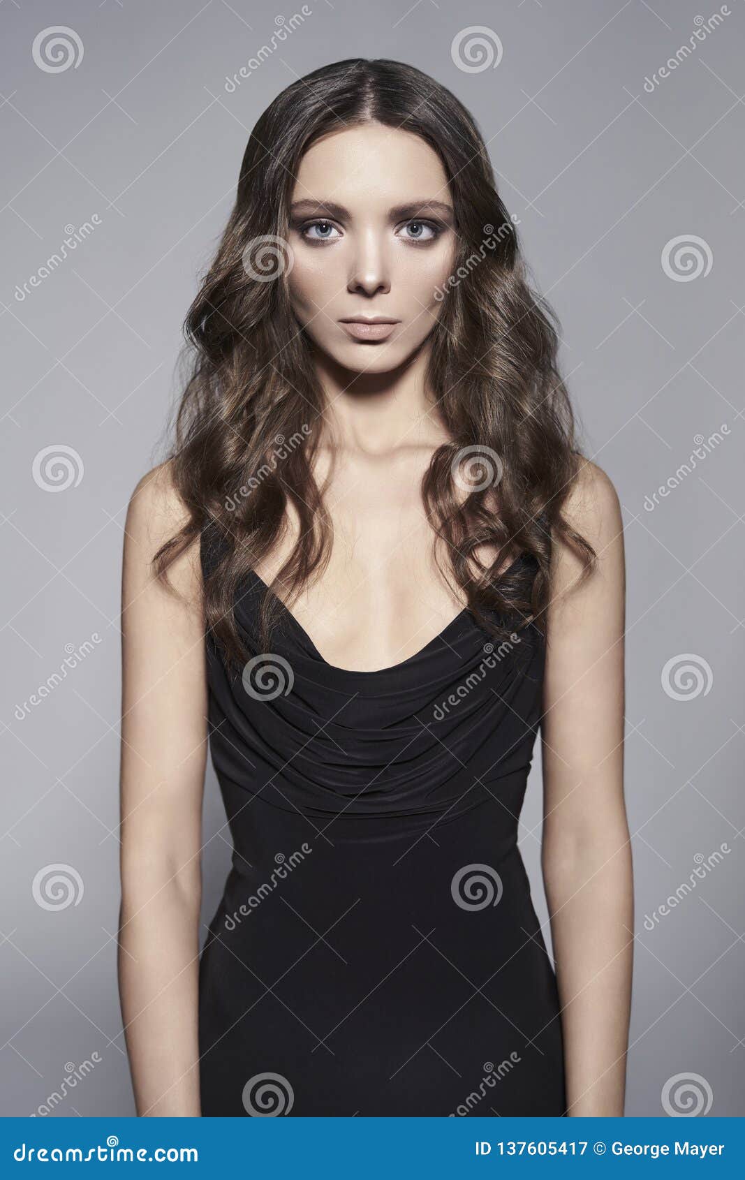 Fashion Photo Of Beautiful Lady In Black Dress Stock Image