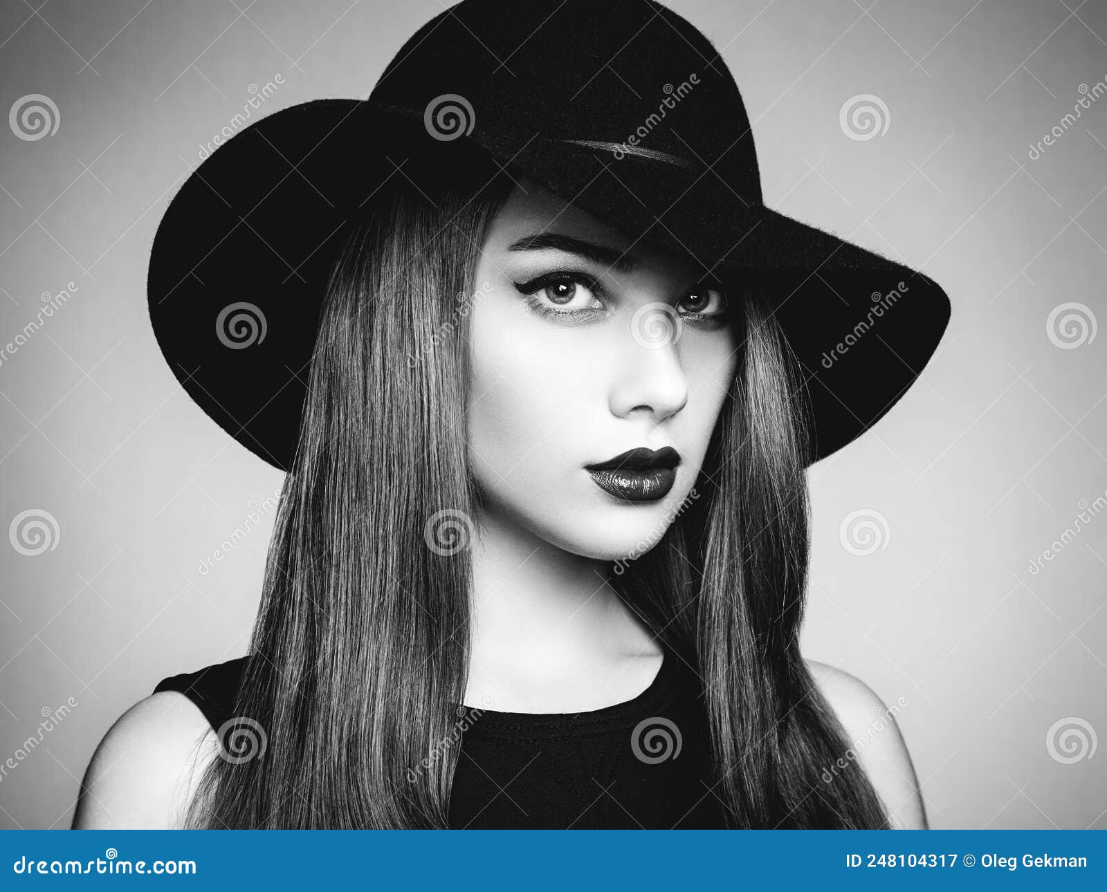 Fashion Photo of Young Magnificent Woman in Hat. Girl Posing Stock ...