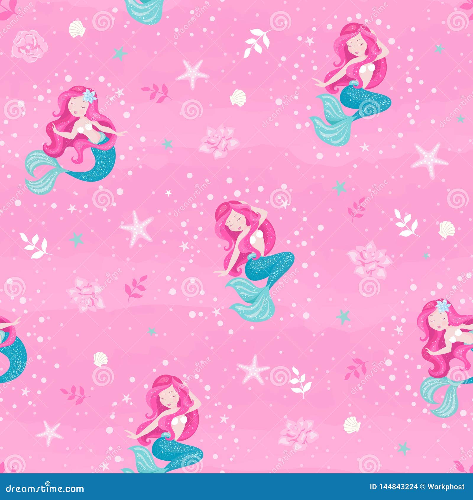 Fashion Pink Mermaid Pattern. for Kids T-shirts, Fashion Artwork, Children  Books, Prints and Fabrics or Wallpapers. Girl Print Stock Illustration -  Illustration of girlish, paper: 144843224