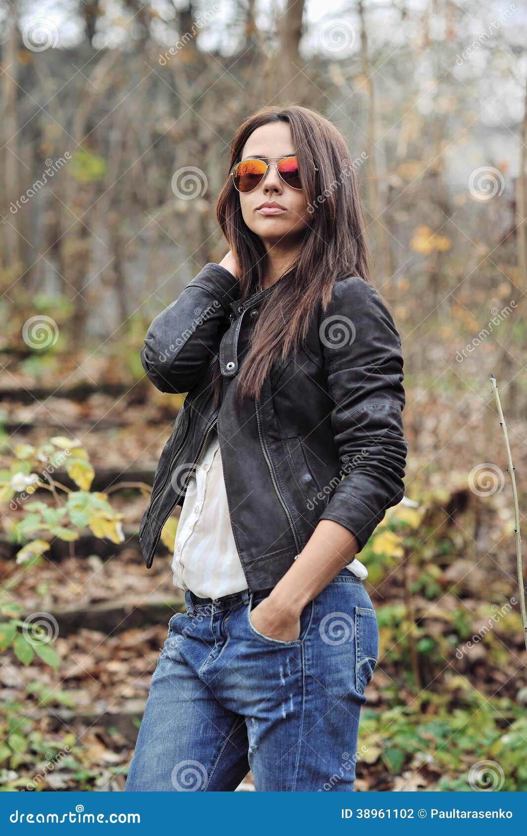 girl wearing jeans jacket