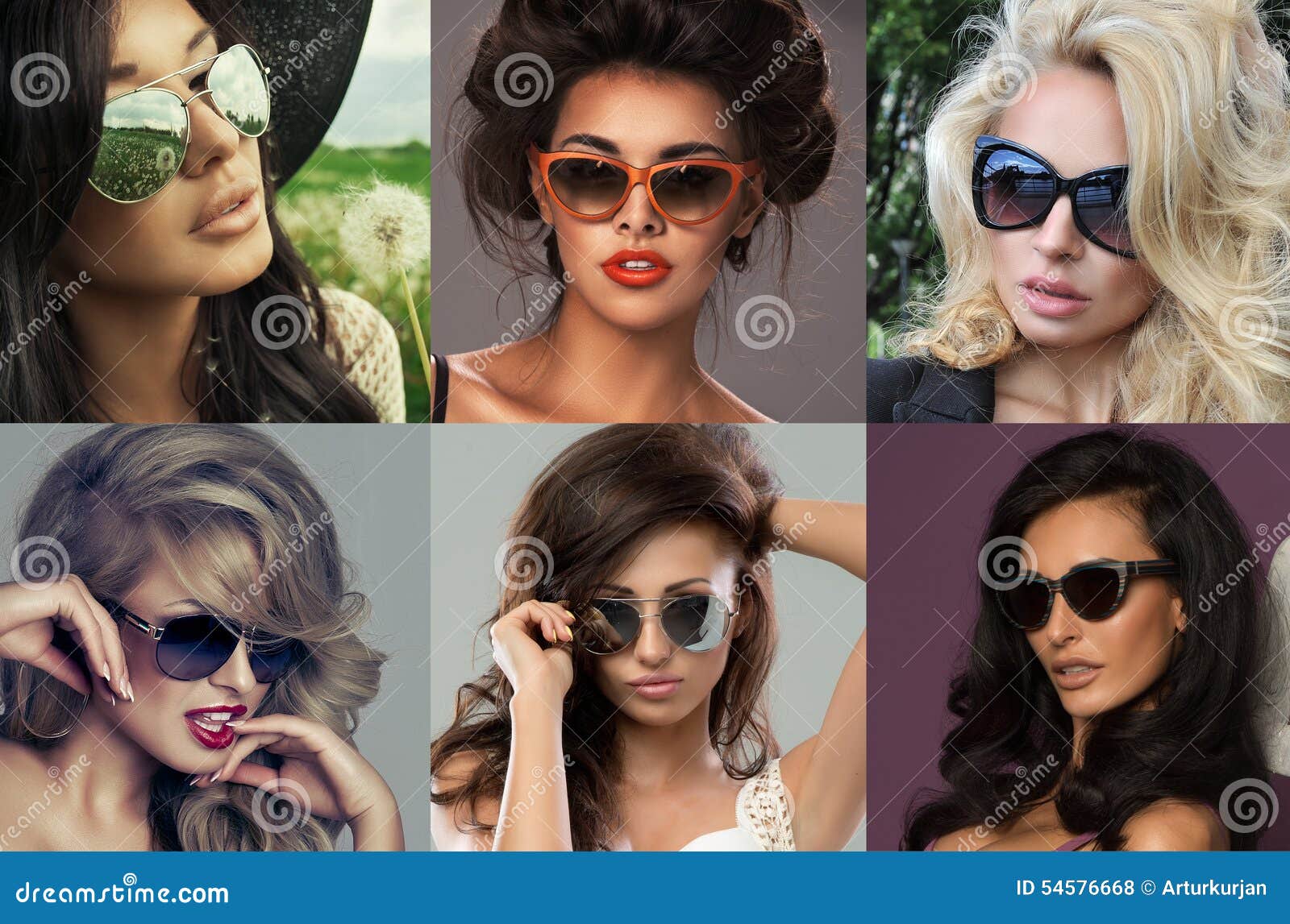 Fashion Portrait of a Beautiful Brunette Woman with Sunglasses Stock ...