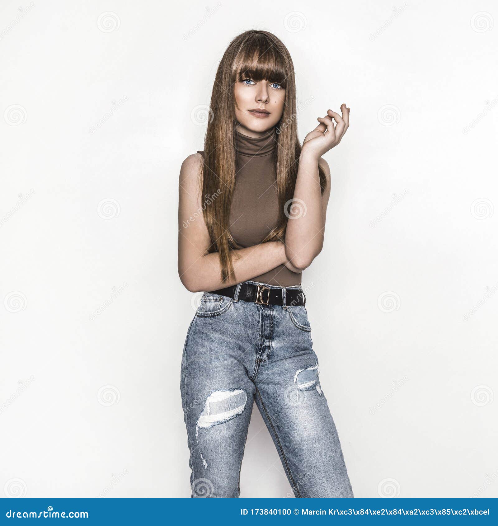 Stylish Baby Girl Sunglasses Haircut Jeans Stock Photo 711203014 |  Shutterstock