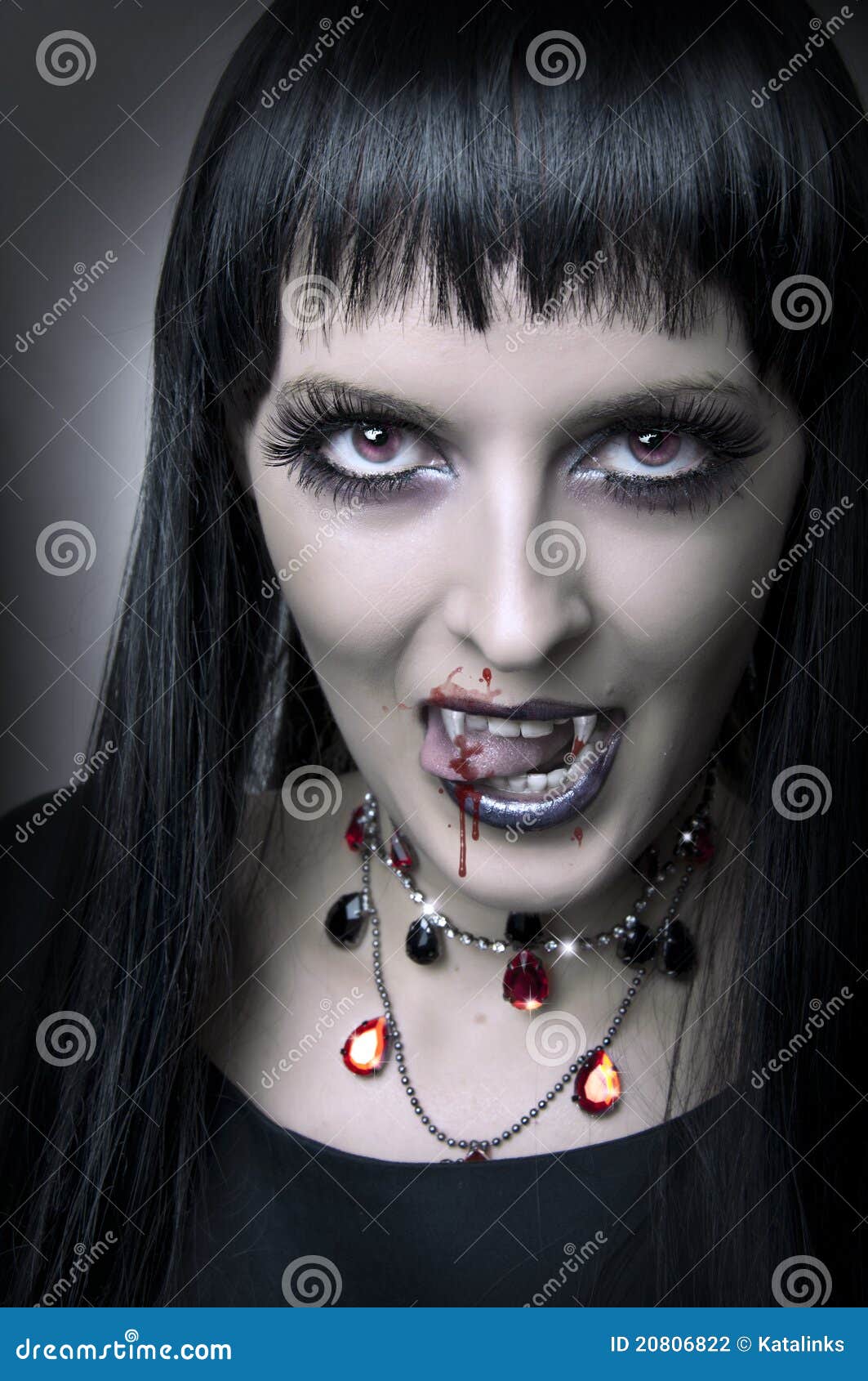 Fashion Portrait of Woman Vampire Stock Photo - Image of demon, danger ...