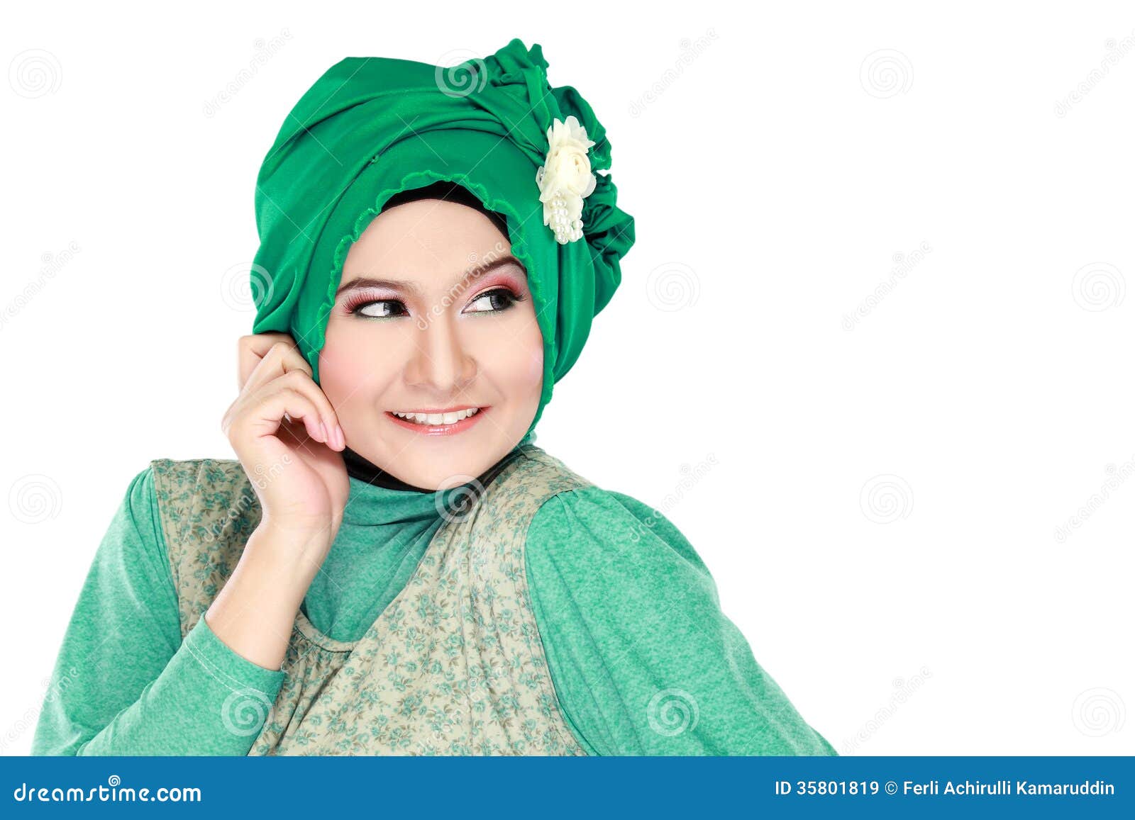 Fashion Portrait Of Young Happy Beautiful Muslim Woman 