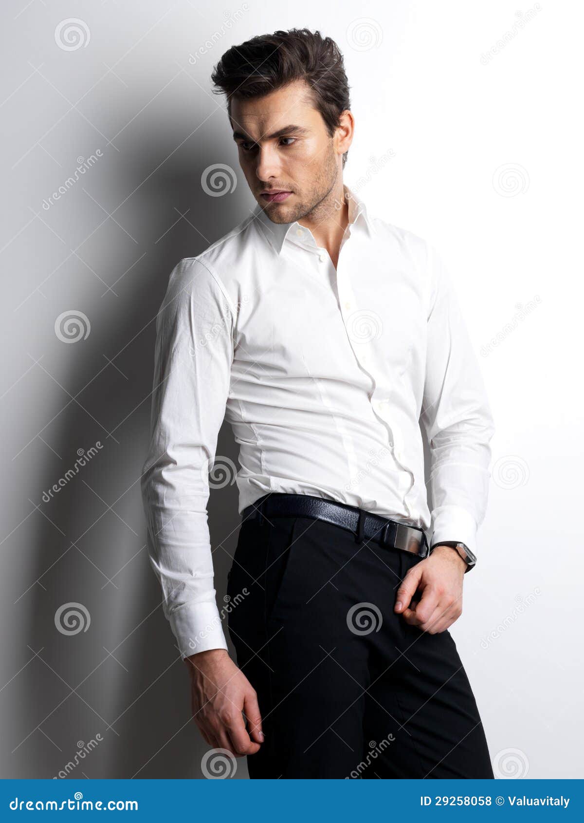 Fashion Portrait of Young Man in White Shirt Stock Photo - Image of ...