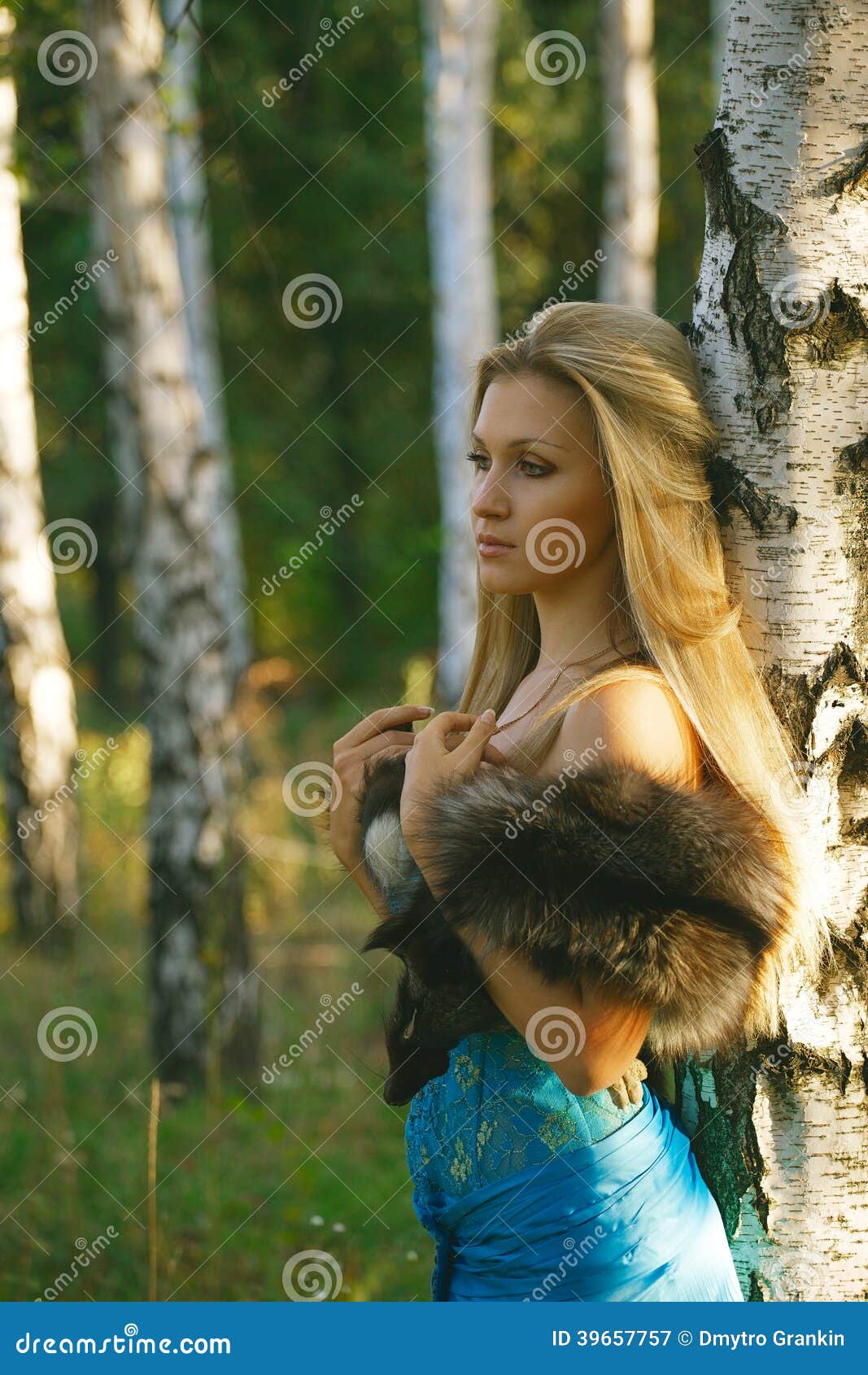 Fashion Portrait Of Young Sensual Woman In Garden Stock 