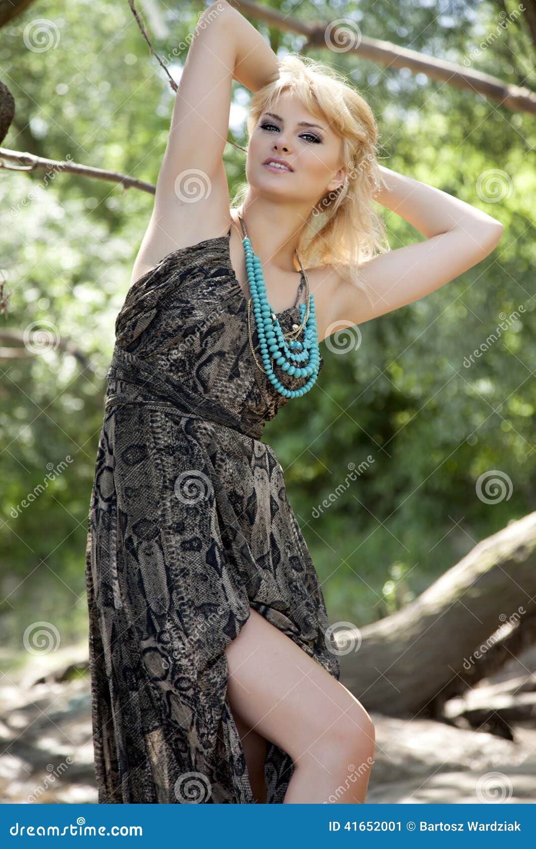 Fashion Portrait Of Young Sensual Woman In Garden Stock 