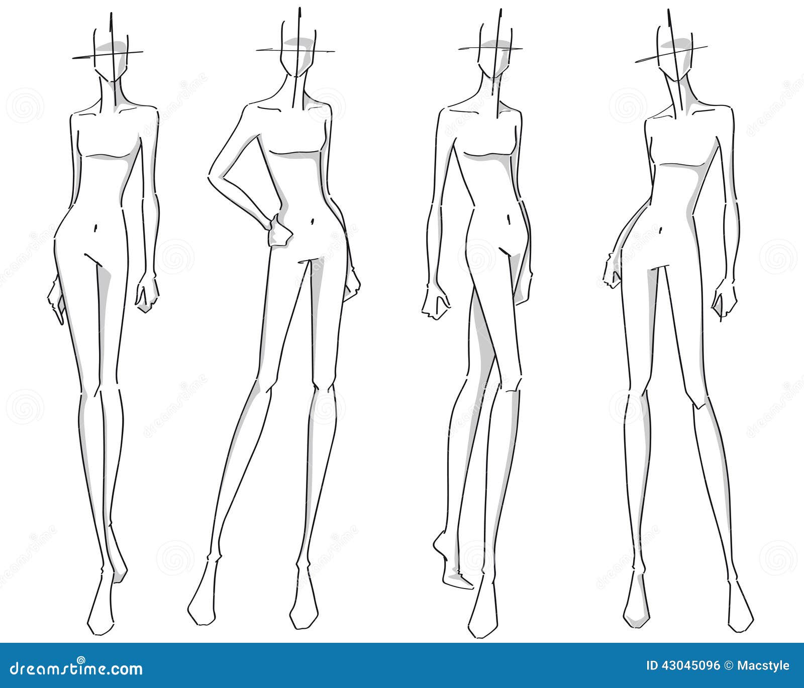 Fashion Figure Croquis Template Front, Side and Back Straight Pose PSD PDF  PNG Procreate Female 9 Head Figures Haute Couture Style - Etsy