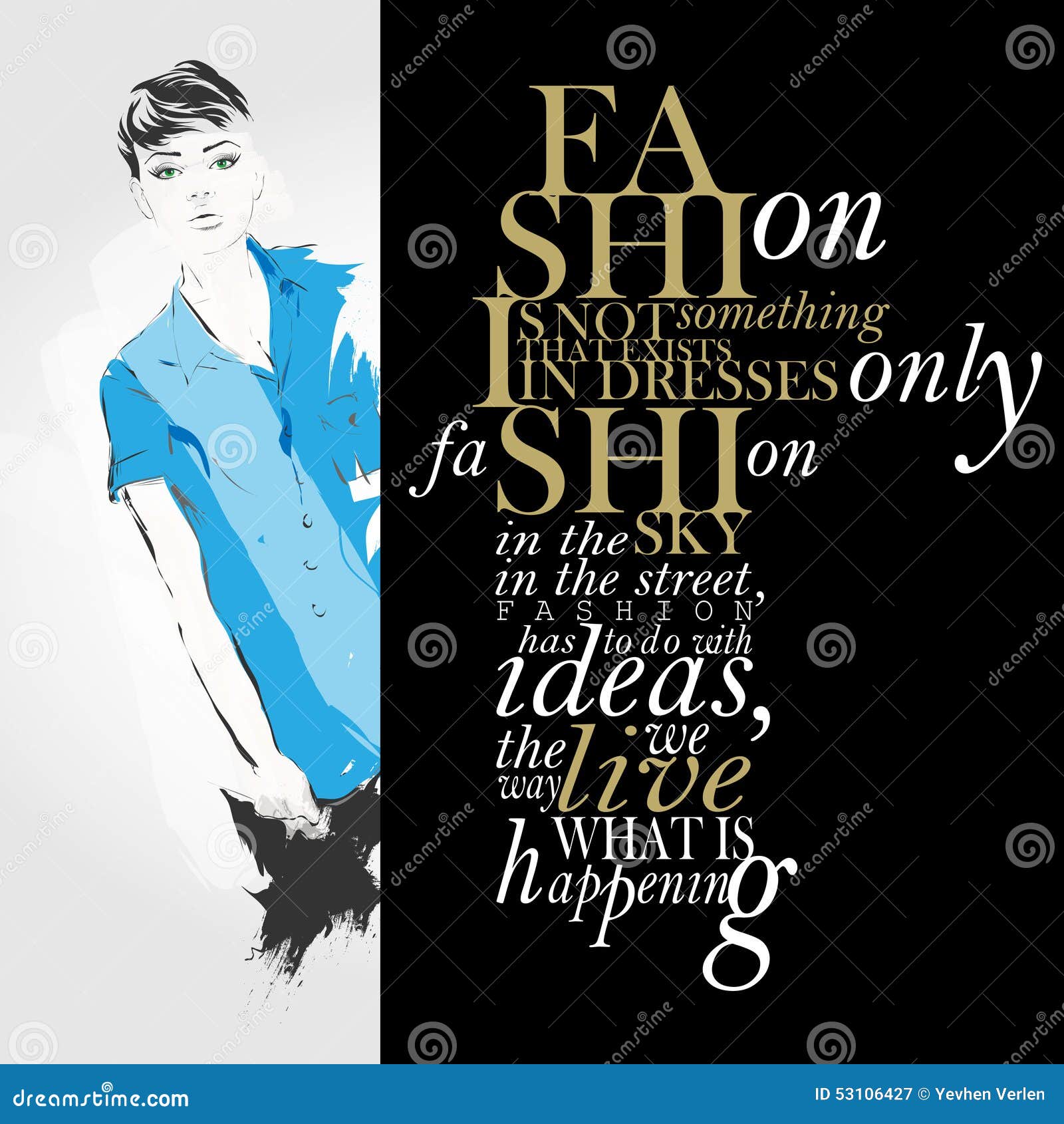 Fashion Quote with Modern Girl Stock Vector - Illustration of frame ...