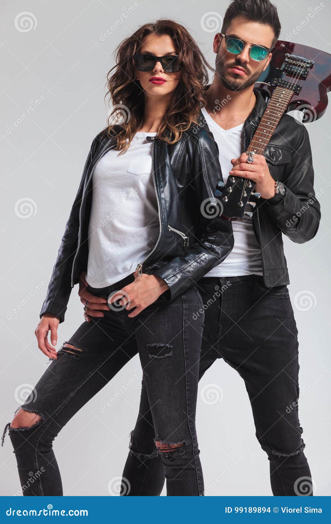 Fashion Rock and Roll Couple Standing Together Stock Photo - Image of  concert, friend: 99189894