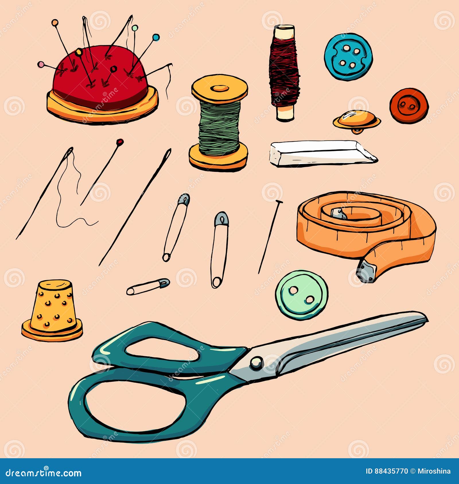 Fashion set. Graphic style stock vector. Illustration of bobbin - 88435770