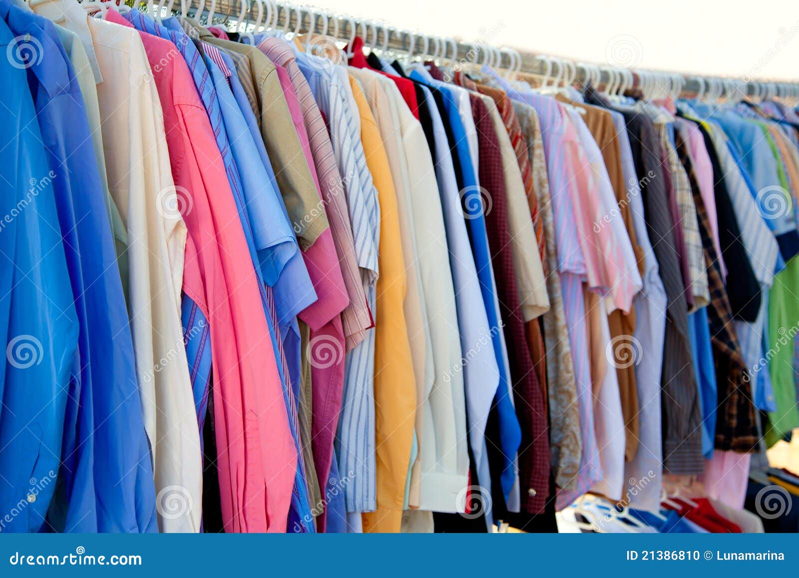 fashion shirt rack with colorful clothes