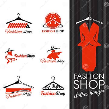 Fashion Shop Logo - Clothes Hanger and Studs Dress Vector Design Stock ...