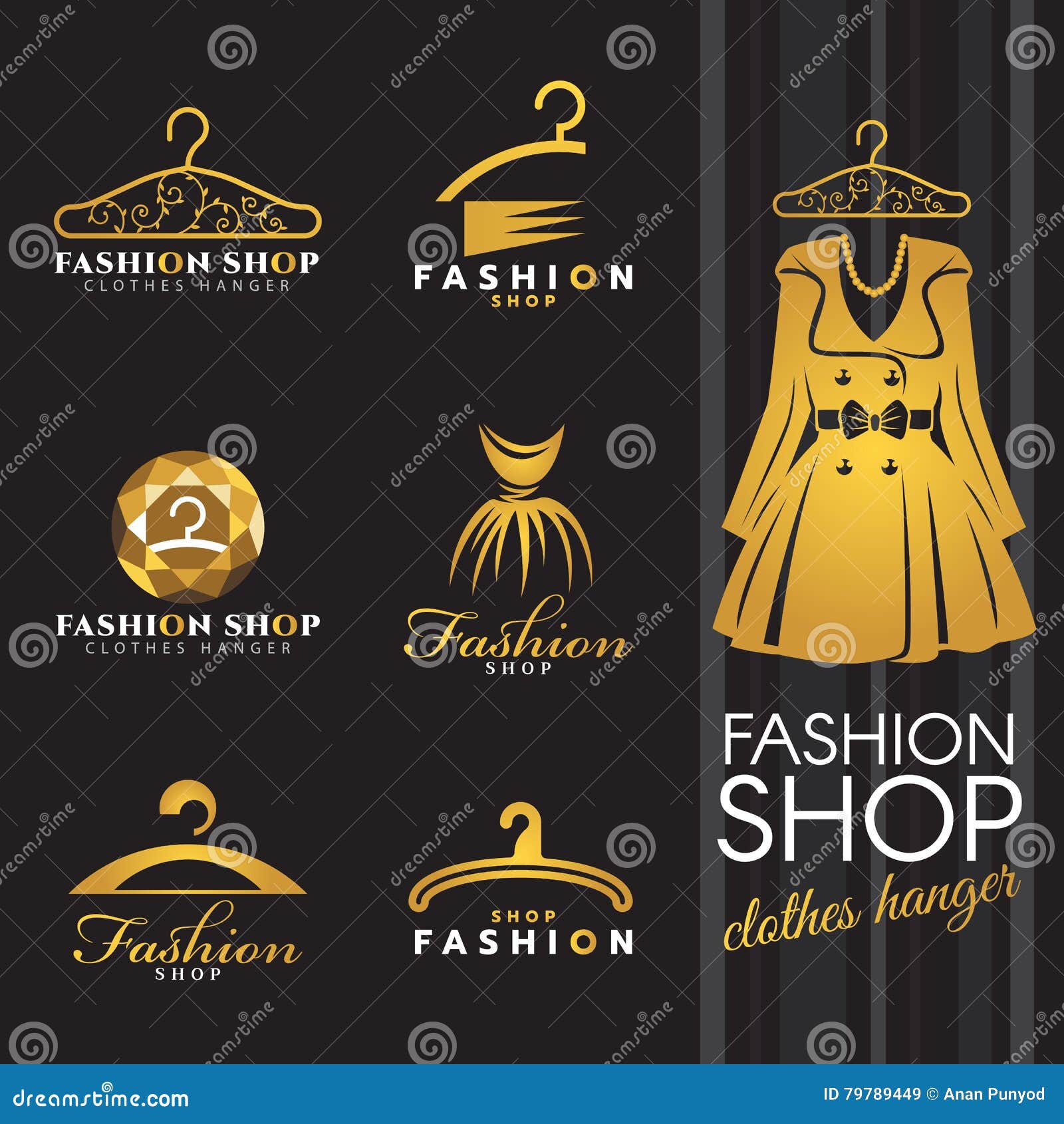 Hanger Logo, Gold Boutique Logo, Clothes Hanger Logo, Boutique logo design,  Clothing logo, Watercolor Hanger Logo, Heart hanger logo, hanger