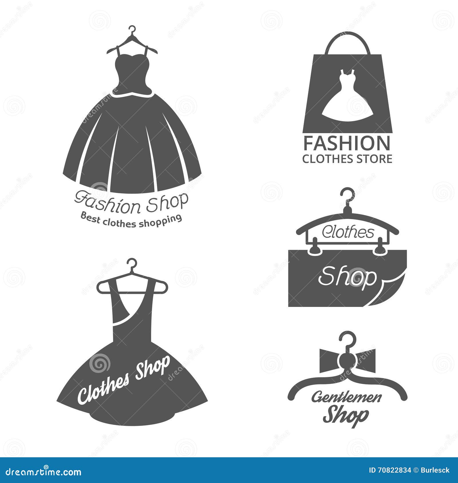 Fashion Shop Vector Logos Labels Set Stock Vector Illustration Of Hanger Fashion 7024