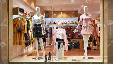 Fashion Shop Window Clothing Store Front Stock Image - Image of dress ...