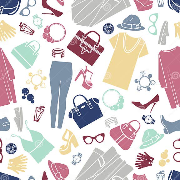 Fashion Shopping Icons Seamless Vector Background Stock Vector ...