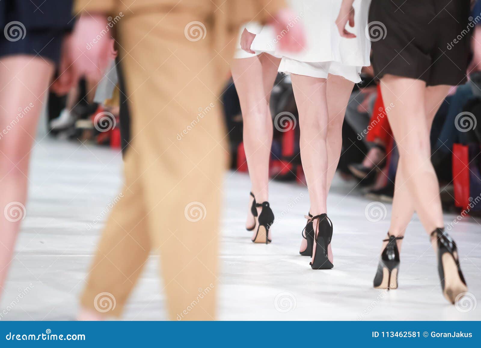 Detail of Lined Up Rear View Fashion Models Legs Stock Image - Image of ...