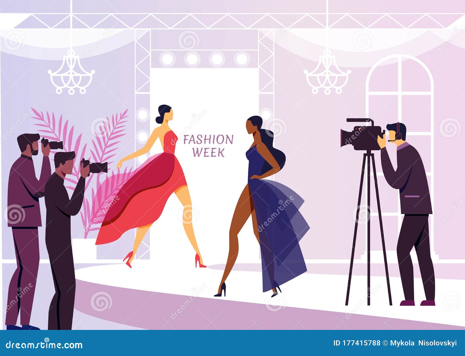 Fashion Show Reportage Flat Vector Illustration Stock Vector - Illustration  of cartoon, business: 177415788