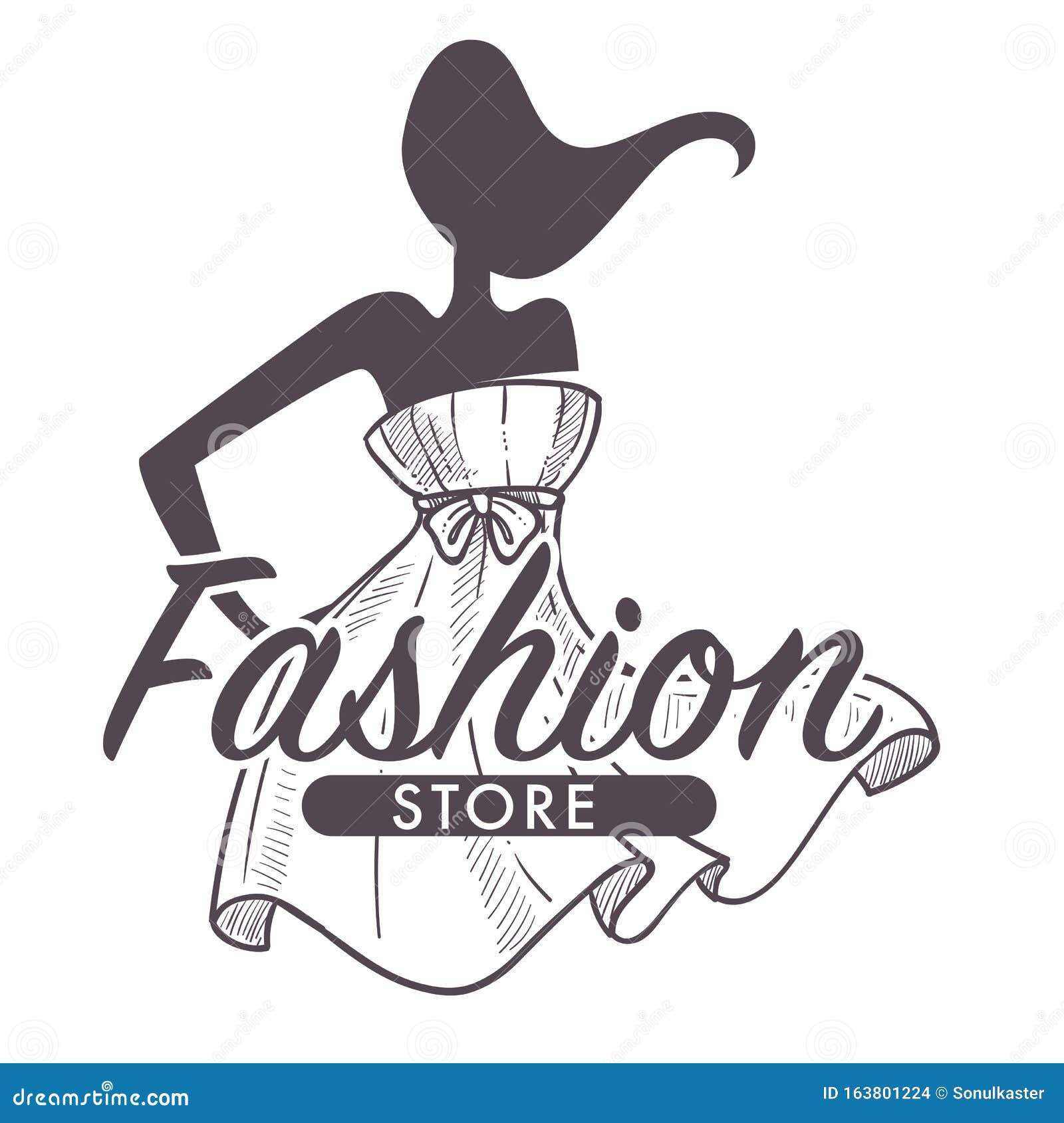 Fashion Store or Female Clothes Shop Isolated Sketch Icon Stock Vector ...