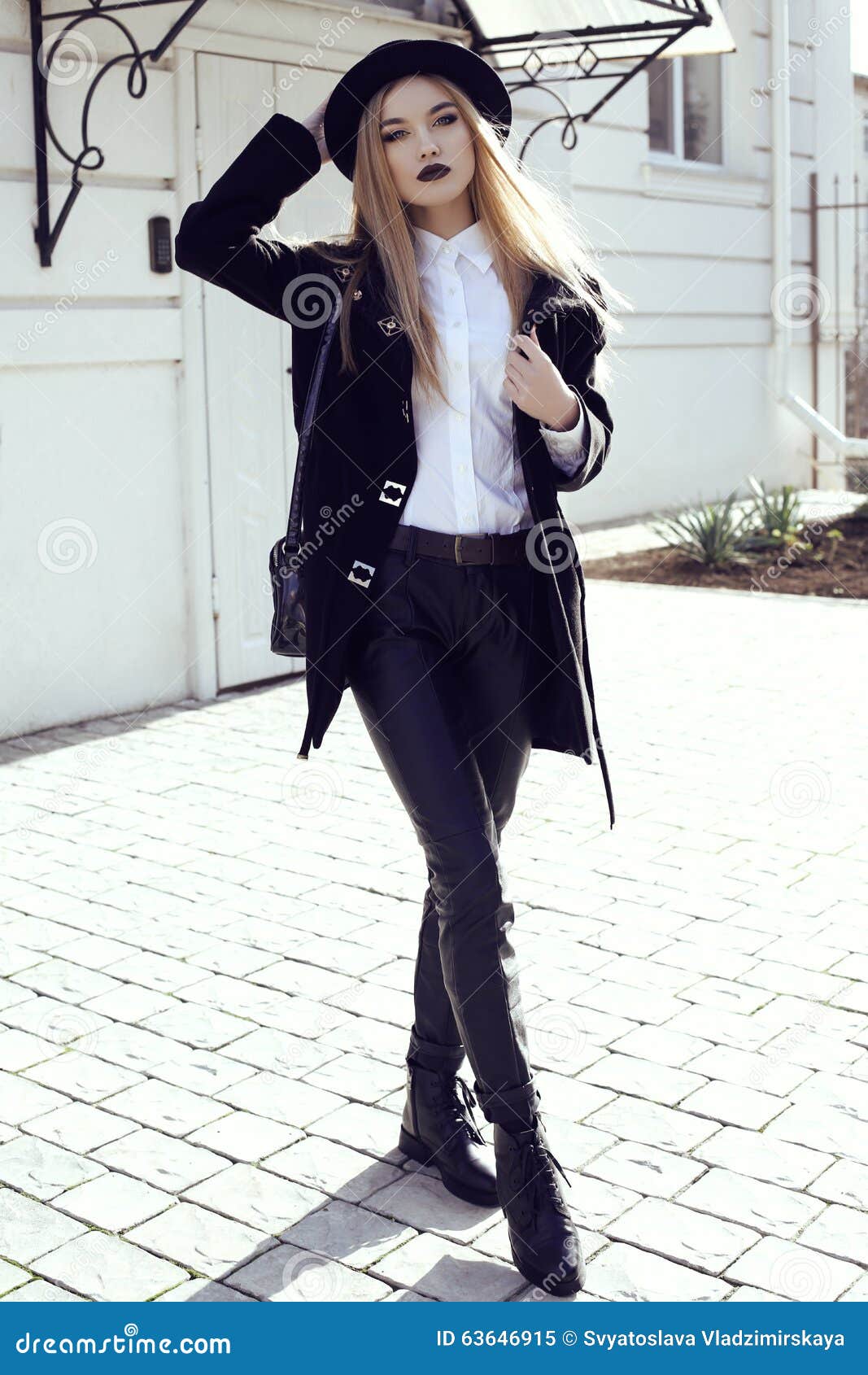 Fashion Street Outfit.beautiful Girl in Fashion Clothes and