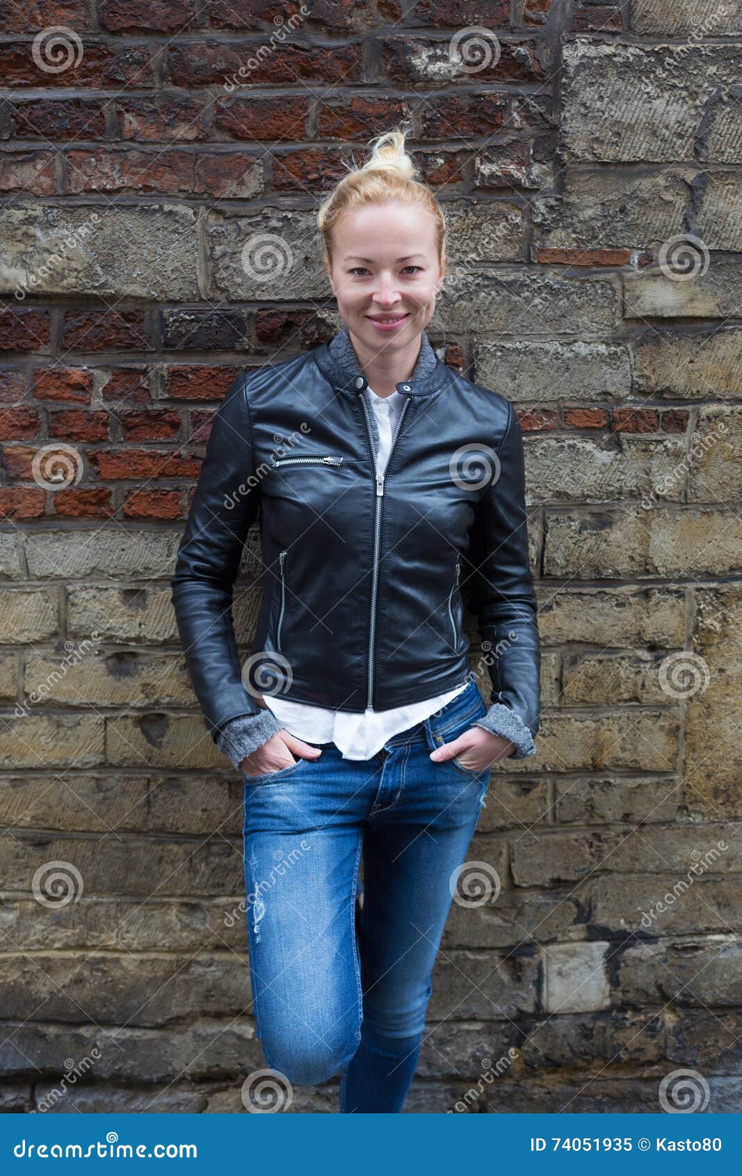 fashion street style portrait of young woman.