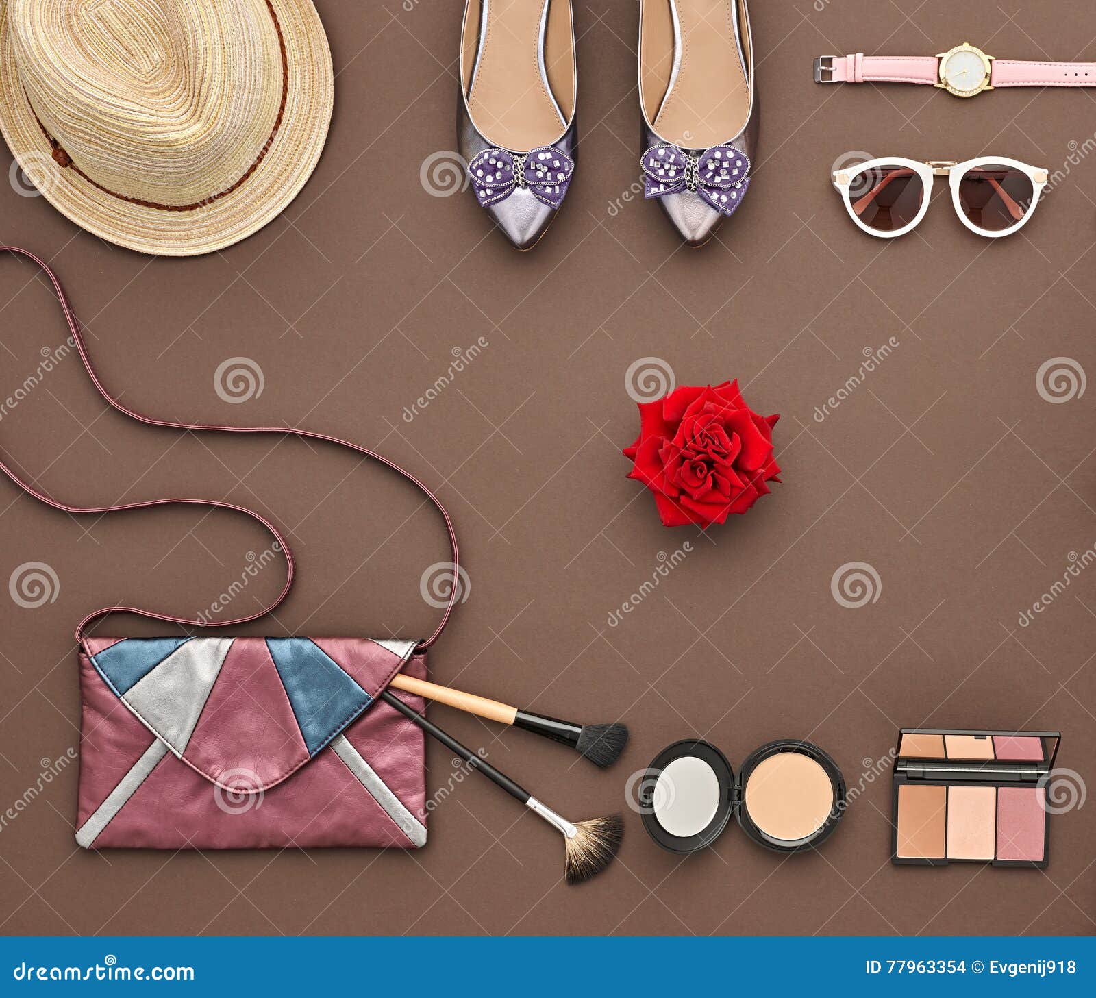 Fashion Stylish Accessory Set. Essentials Cosmetic Stock Photo - Image ...