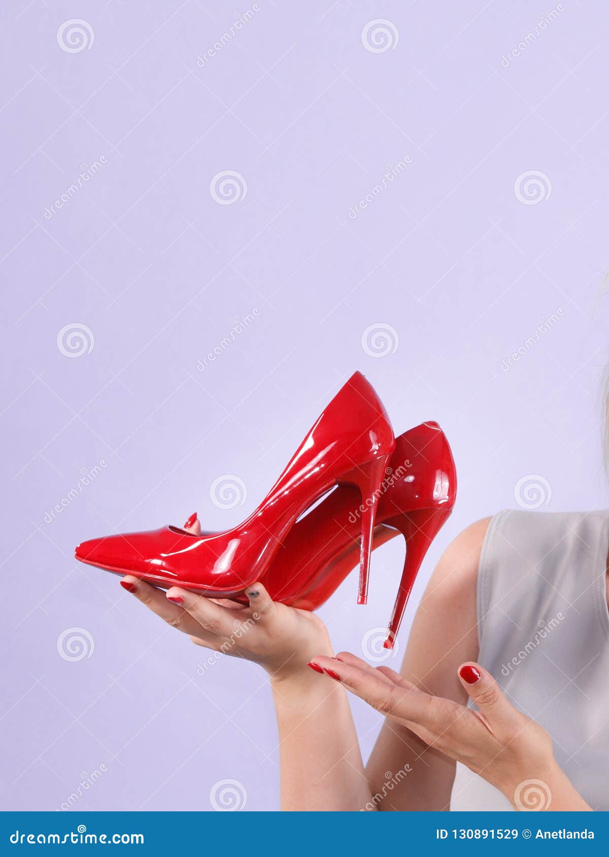 Fashion Stylist Presenting High Heels Stock Image Image Of Outfit