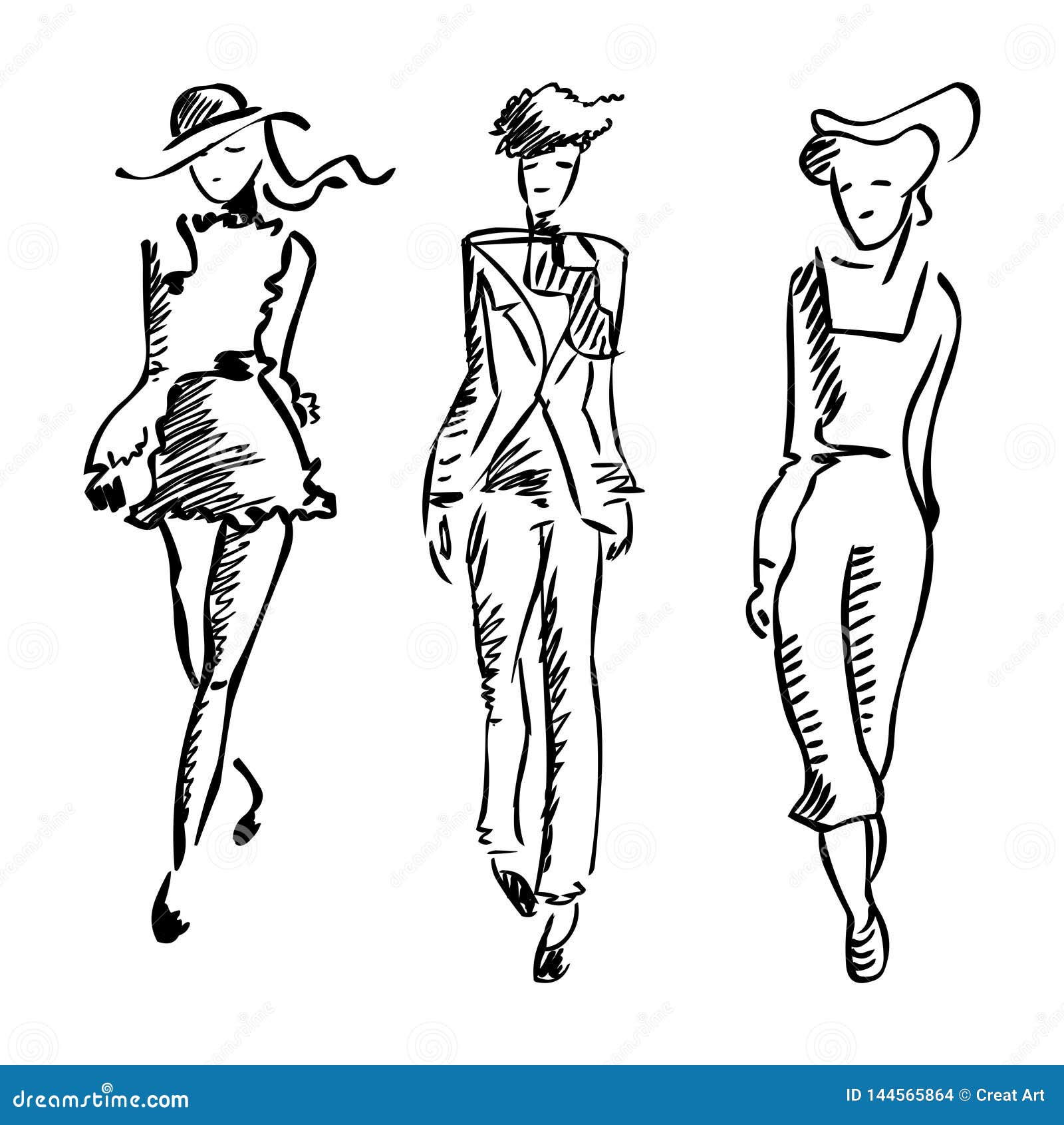 Fashion Suit Illustration .Fashion Girl Walk Stock Vector ...