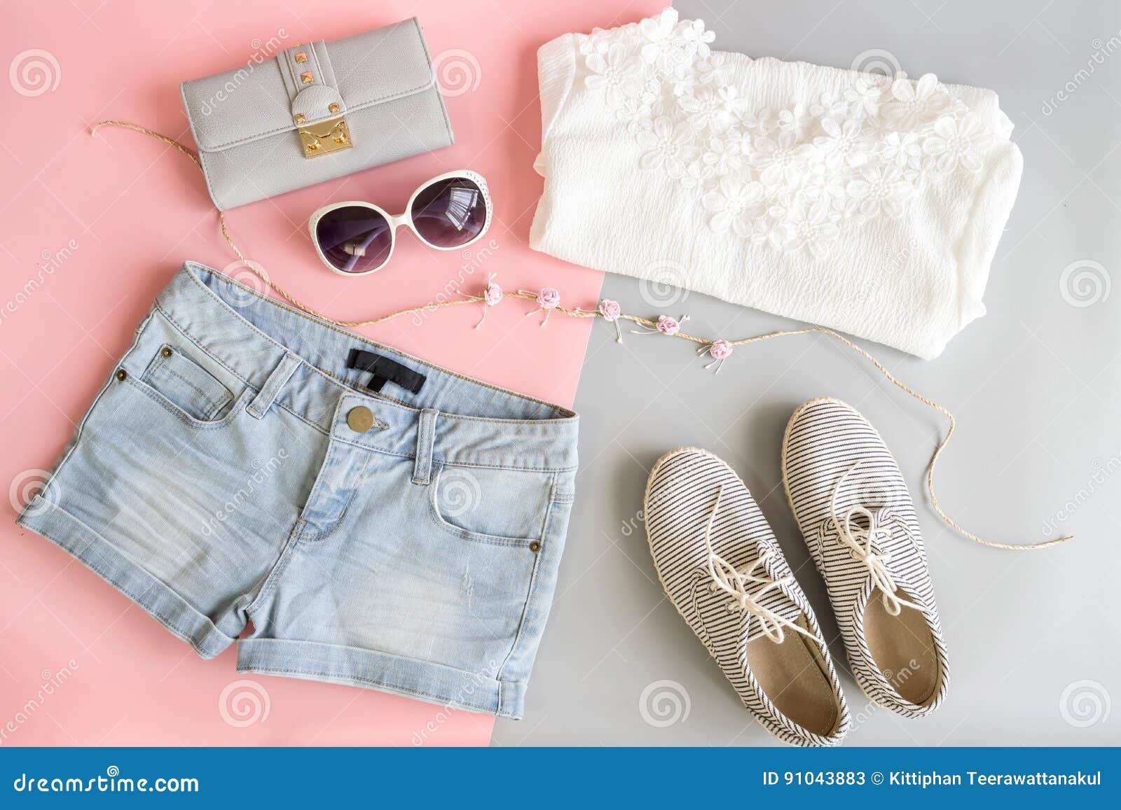 Fashion Summer Women Clothes Set Stock Image - Image of essentials ...