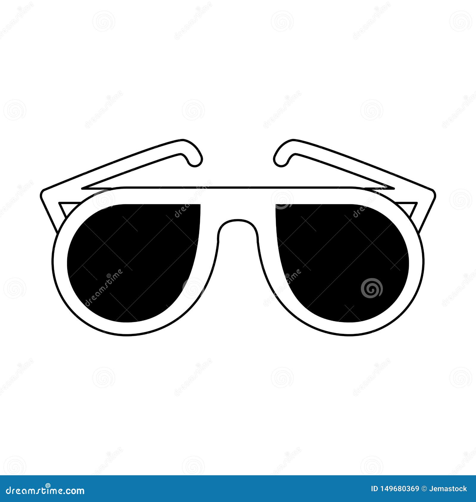 Fashion Sunglasses Cartoon Isolated Symbol in Black and White Stock Vector  - Illustration of reflection, accessory: 149680369