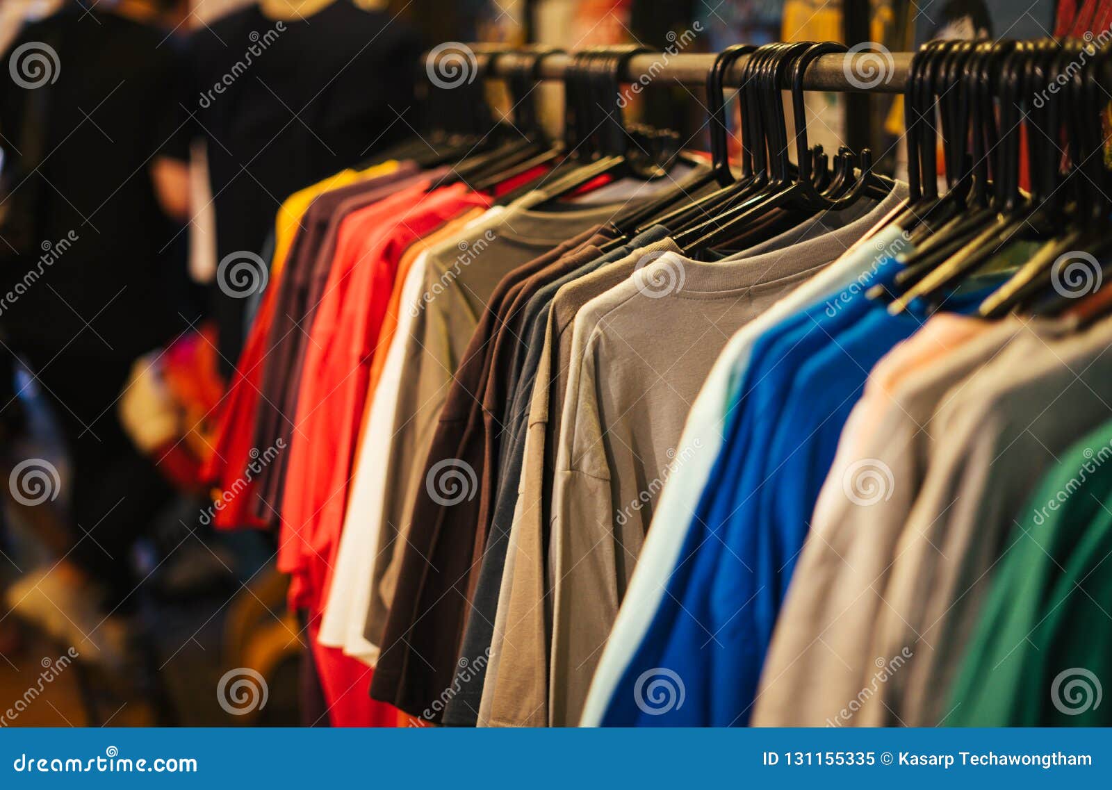 Fashion T-shirt Hanging on Metal Rack at Front Store for Sale Stock ...