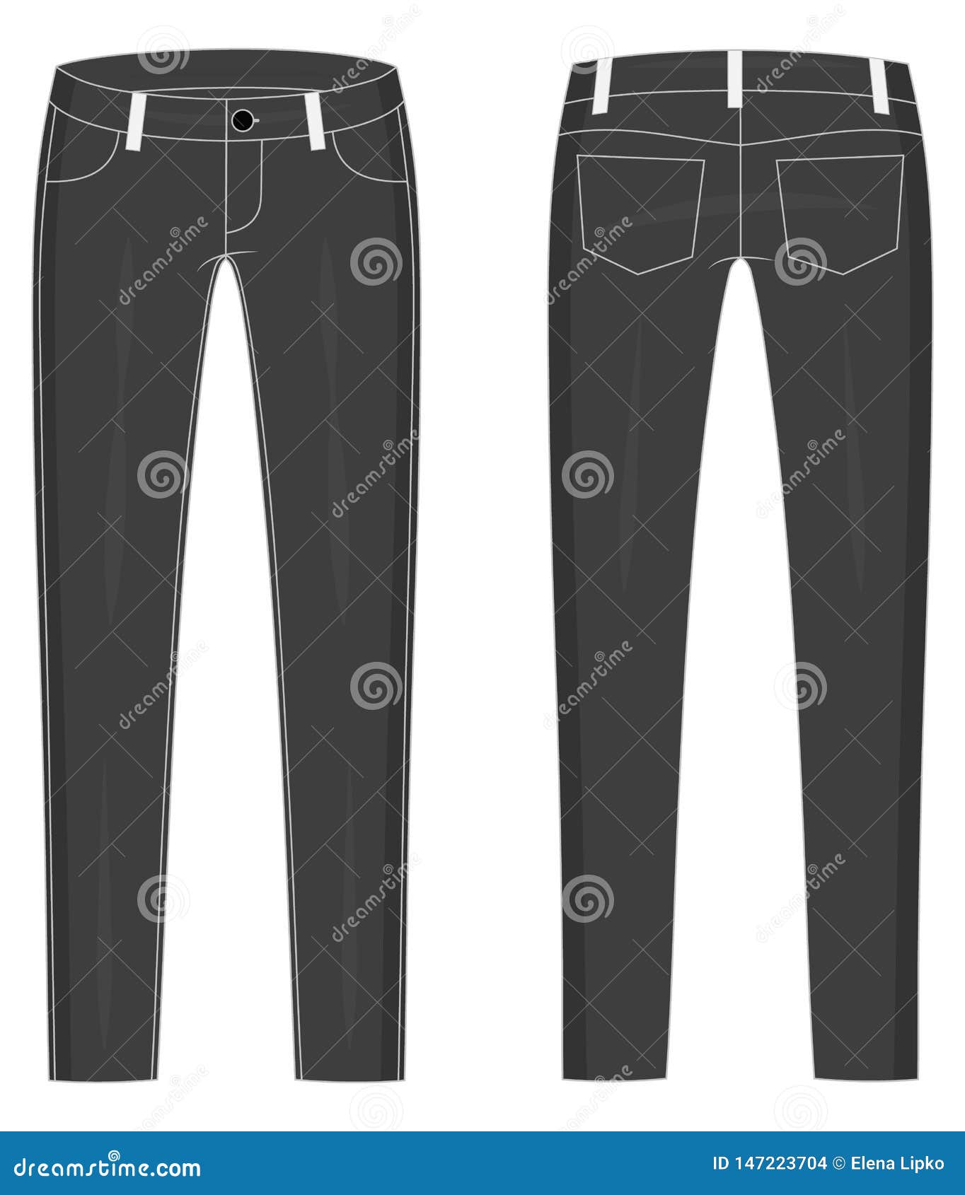 Fashion Technical Colored Sketch of Jeans in Vector Graphic Stock ...