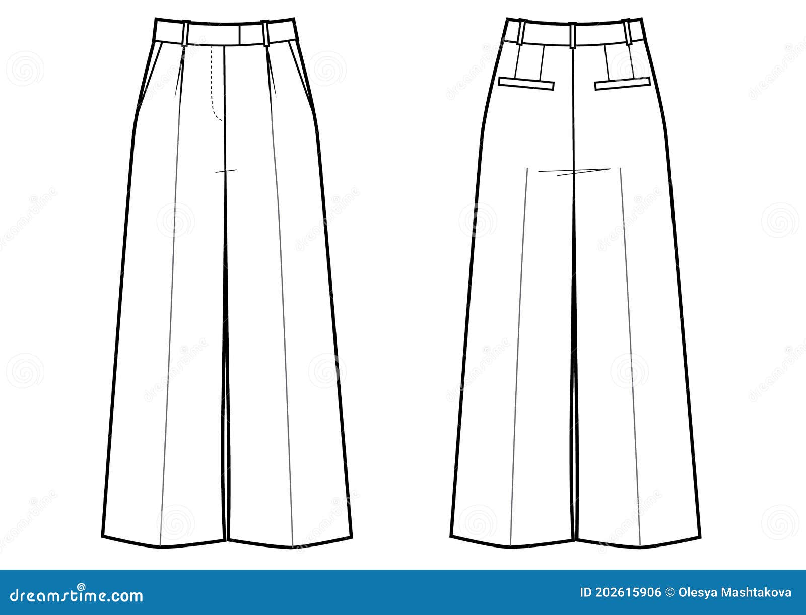 Fashion Technical Drawing of Culottes Stock Vector - Illustration of ...