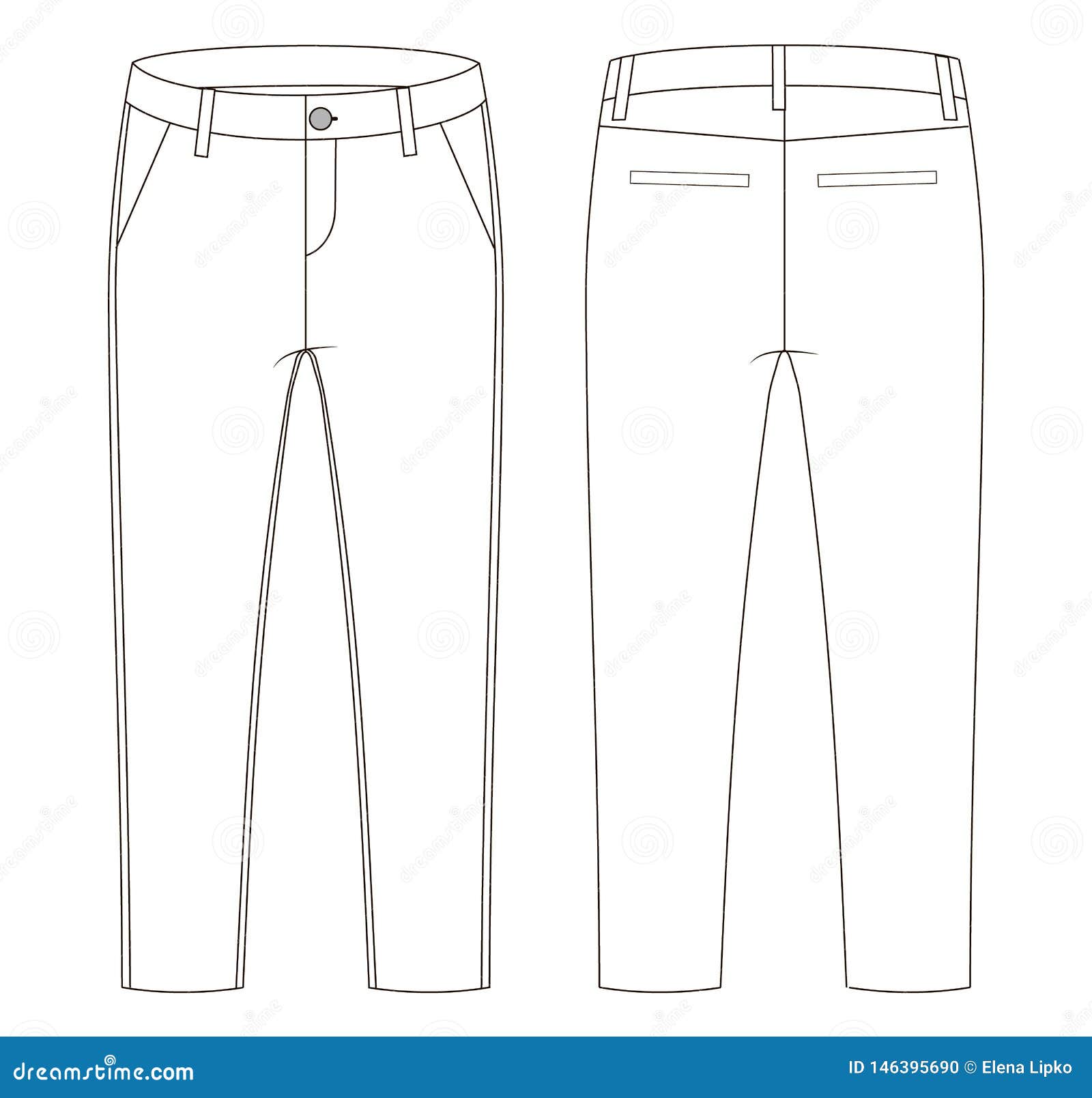 Fashion Technical Sketch of Jeans in Vector Graphic Stock Vector ...