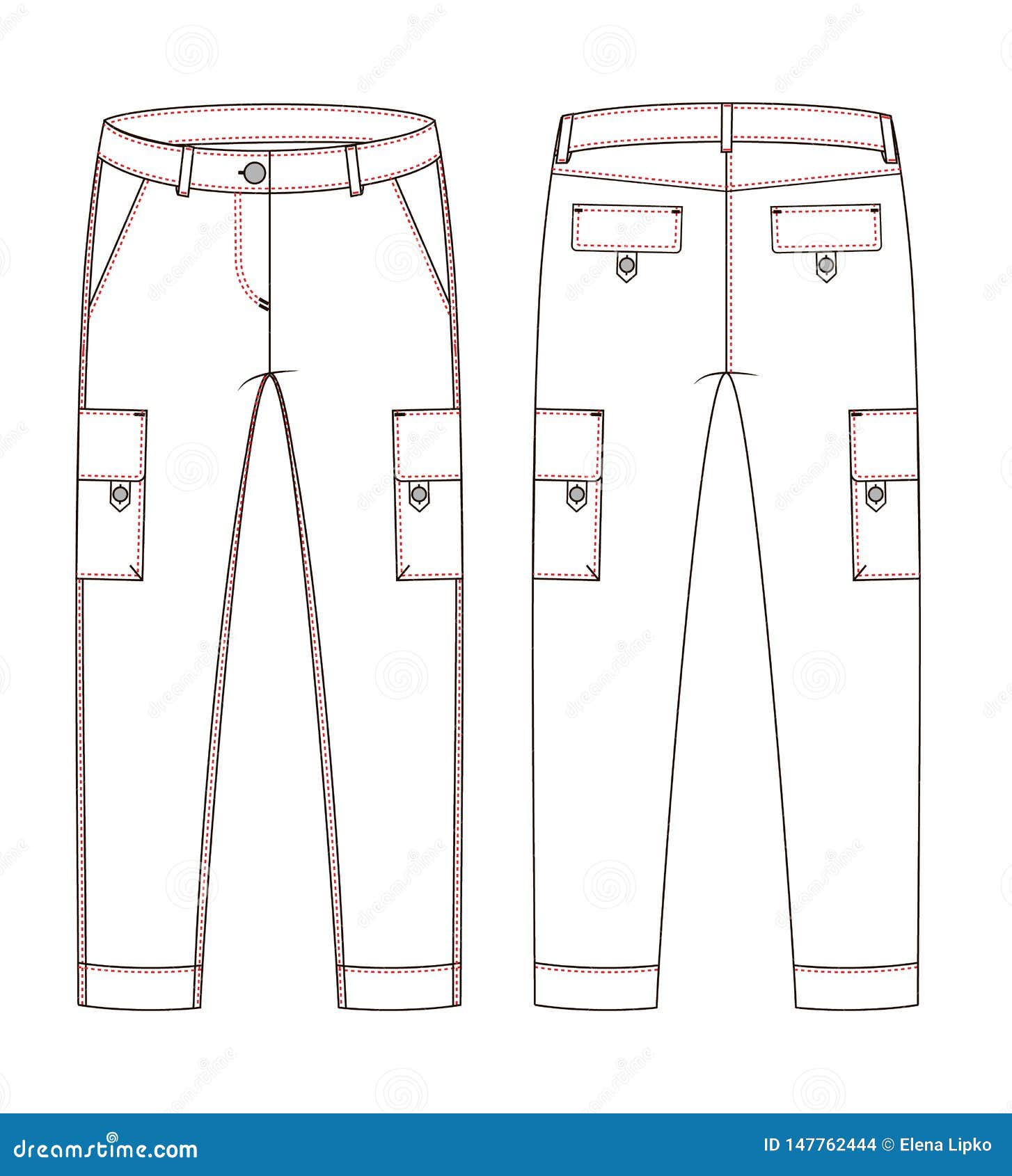 Fashion Technical Sketch of Jeans in Vector Graphic Stock Vector ...