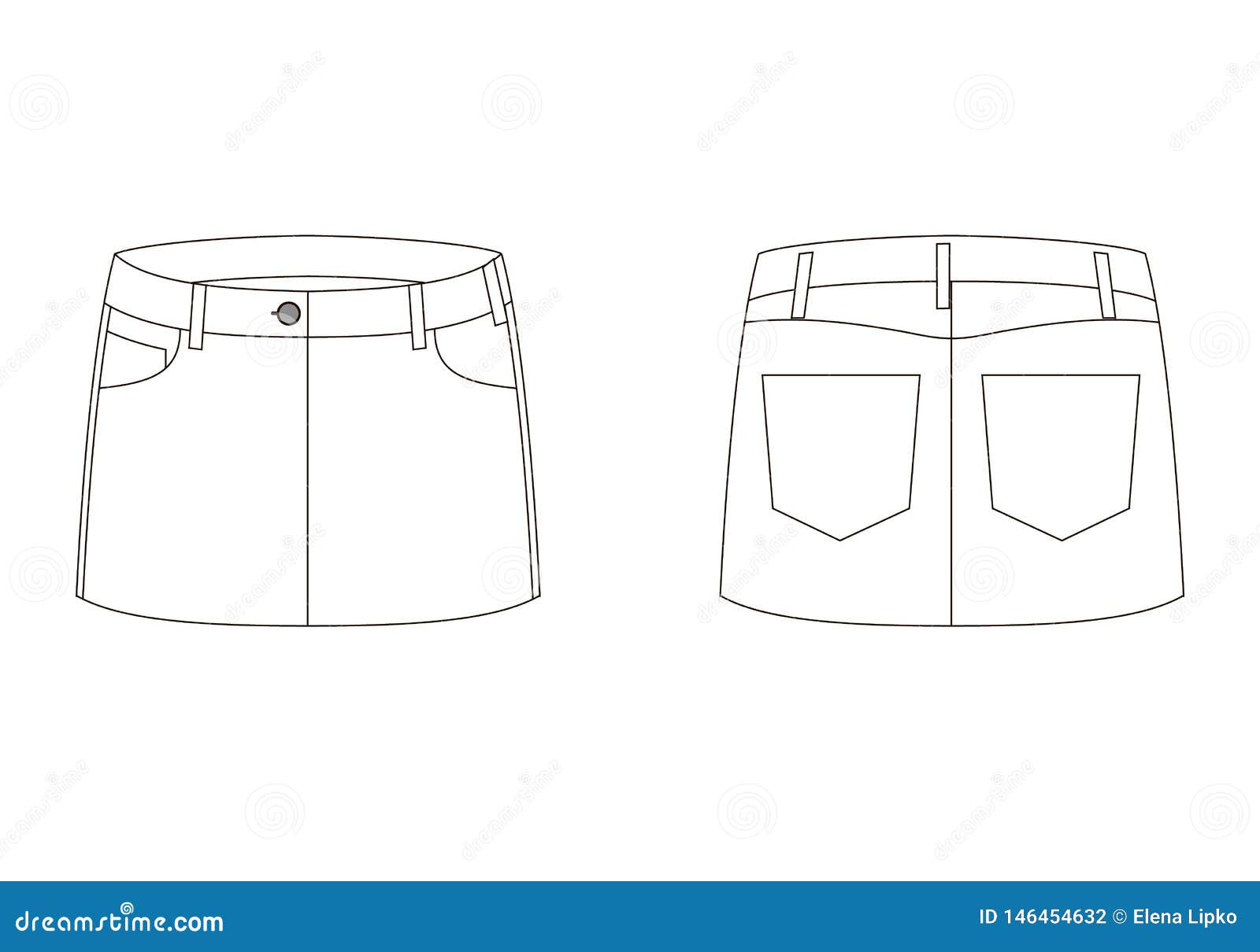 Fashion Technical Sketch of Skirt in Vector Graphic Stock Vector ...