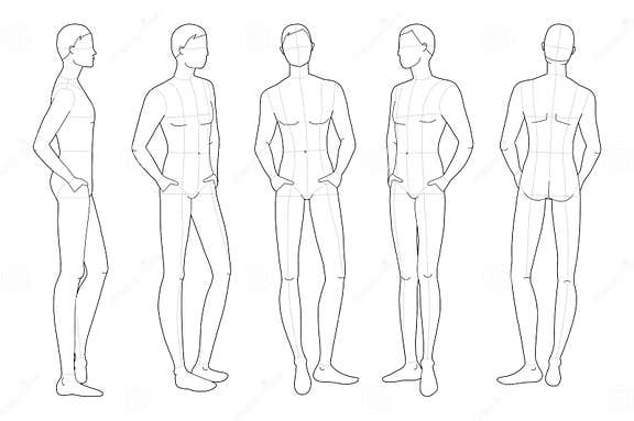 Fashion Template of Relaxing Stand Men. Stock Vector - Illustration of ...