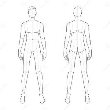 Fashion Template of Standing Men. Stock Vector - Illustration of face ...