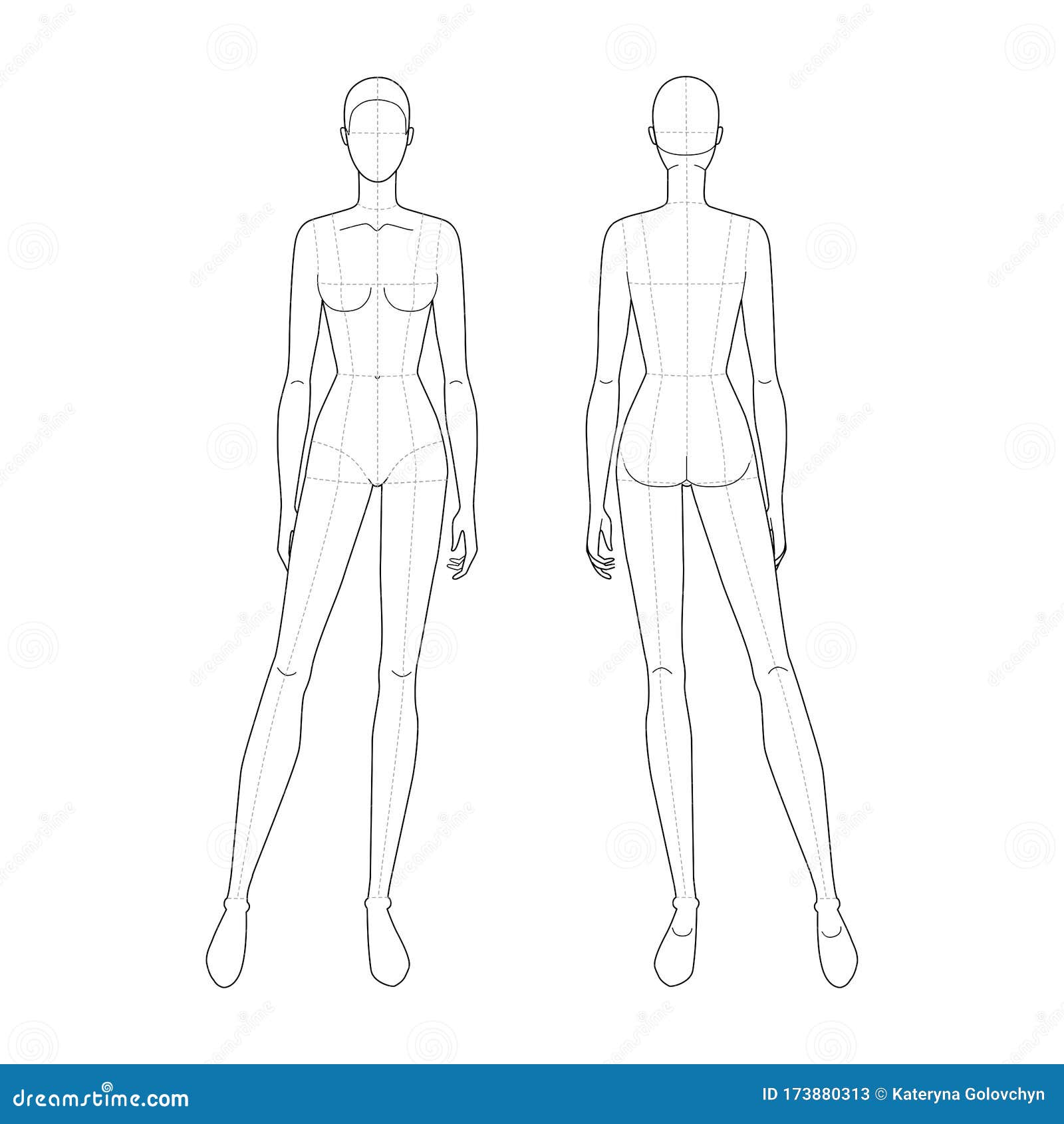 Fashion Template of Standing Women. Stock Vector - Illustration of ...