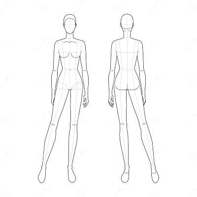 Fashion Template of Standing Women. Stock Vector - Illustration of ...