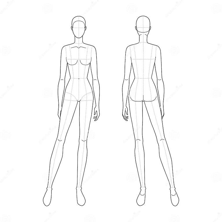 Fashion Template of Standing Women. Stock Vector - Illustration of ...