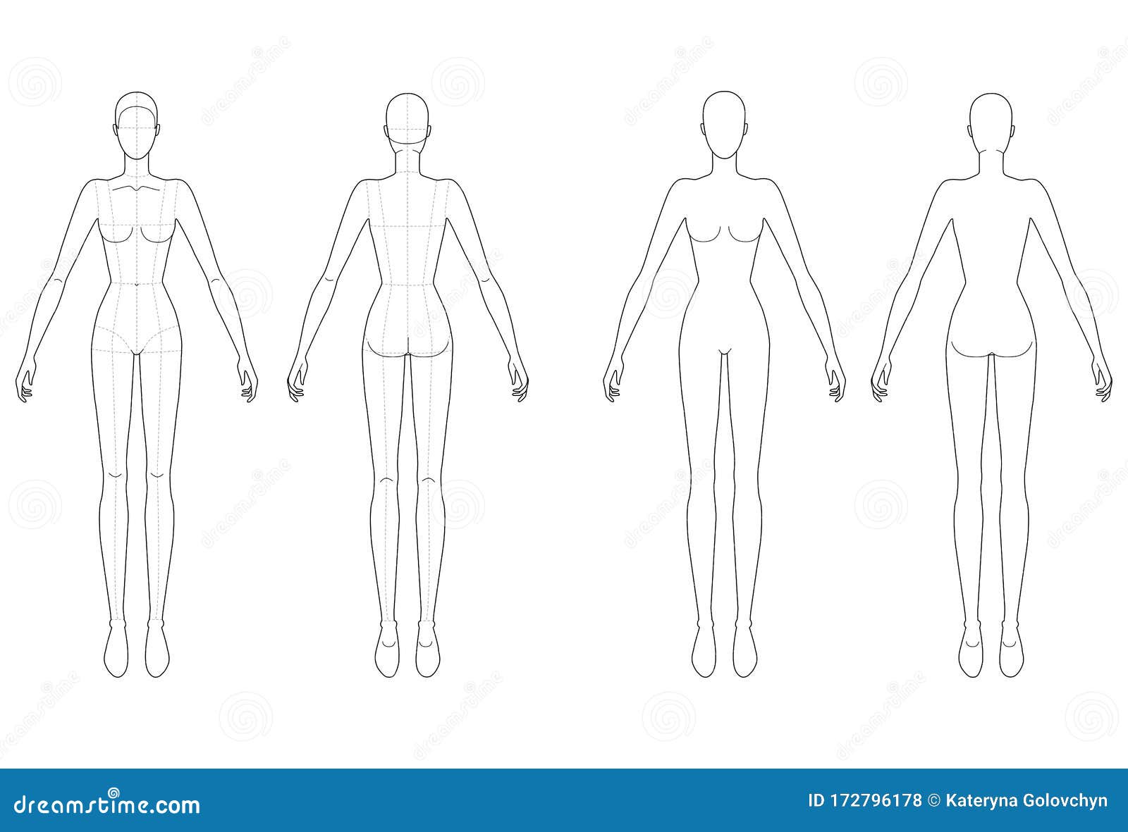 Fashion Template of Standing Women. Stock Vector - Illustration of ...