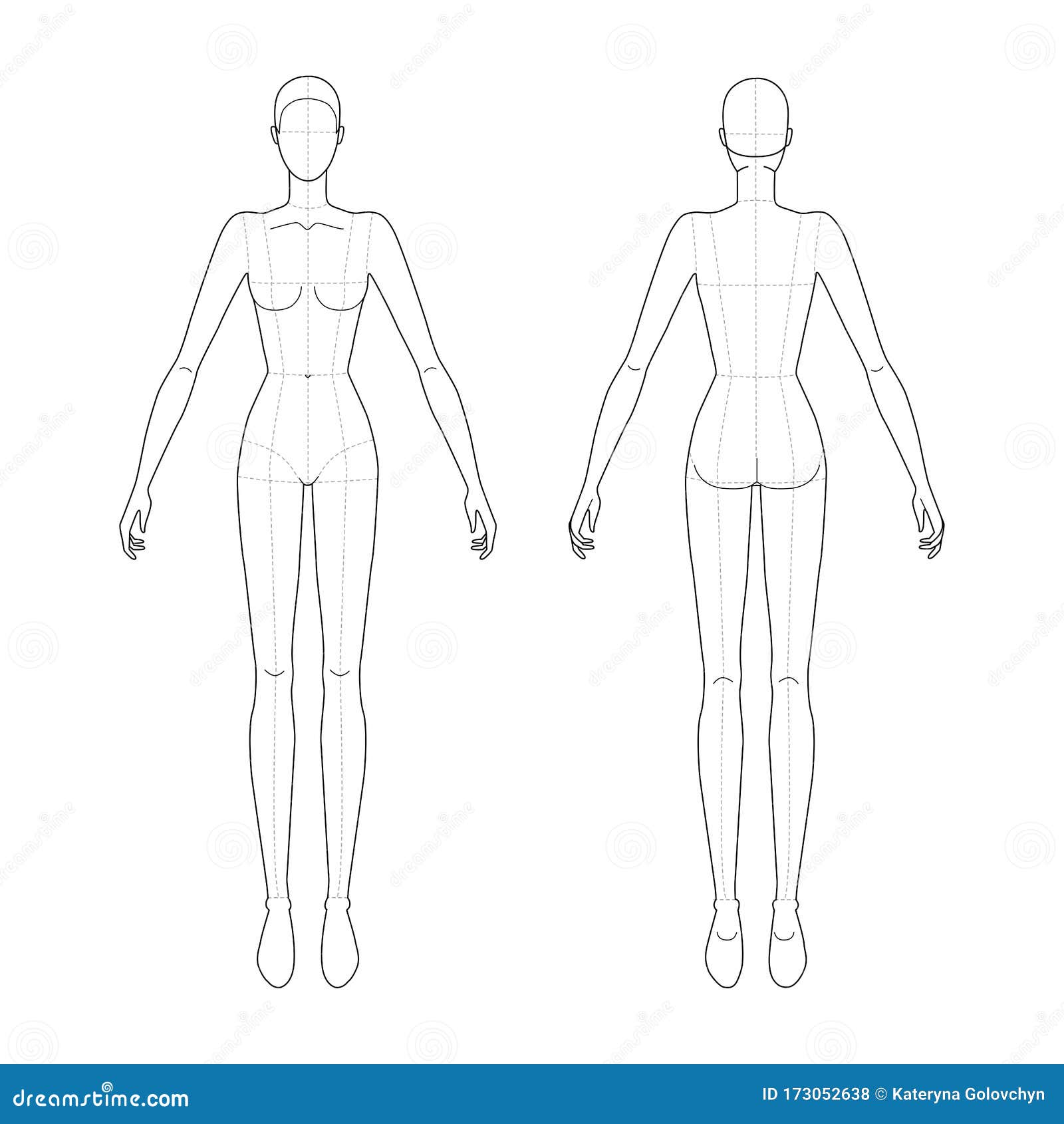 Fashion Template of Standing Women. Stock Vector - Illustration of ...