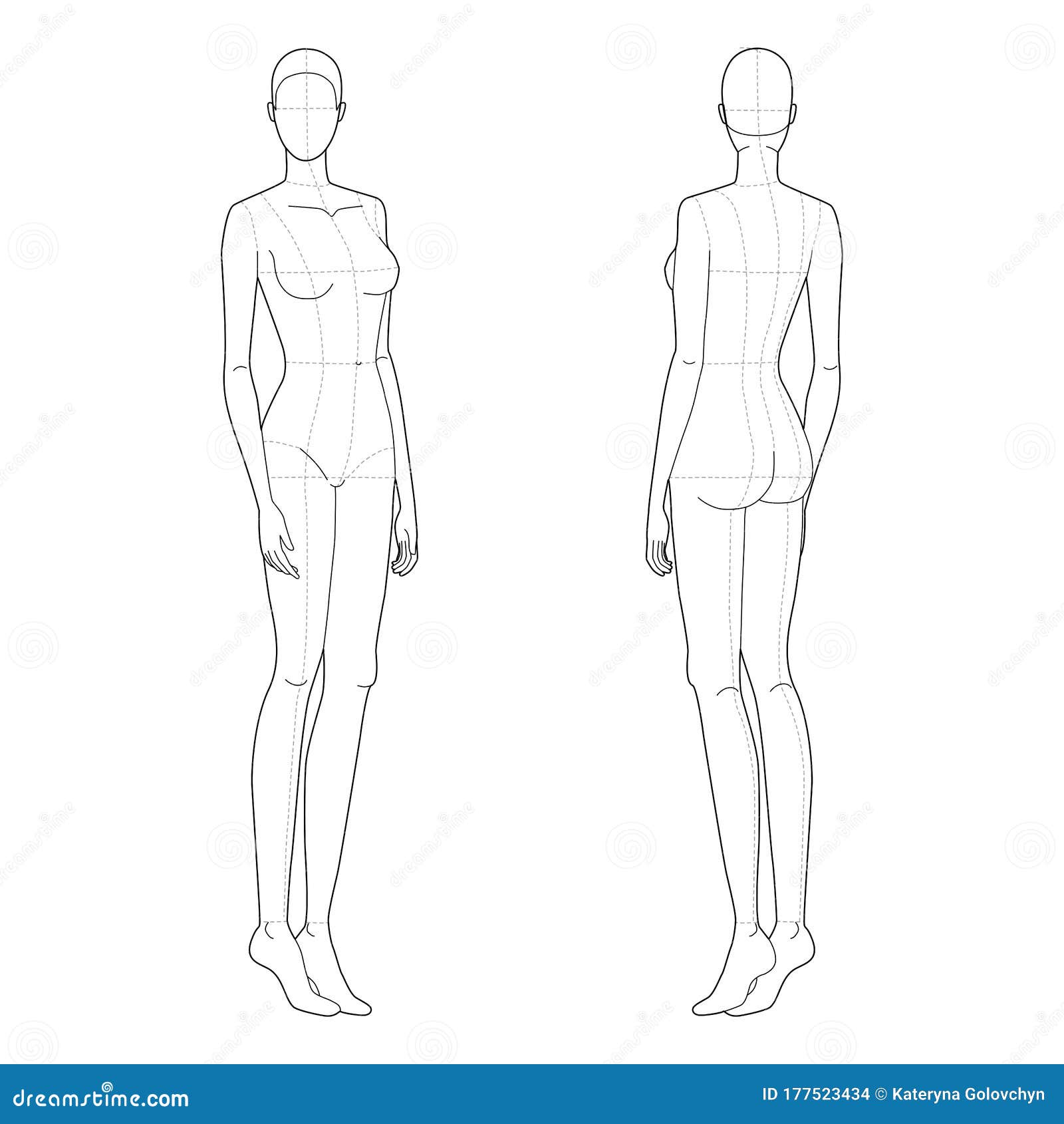 Fashion Template of Standing Women. Stock Vector - Illustration of